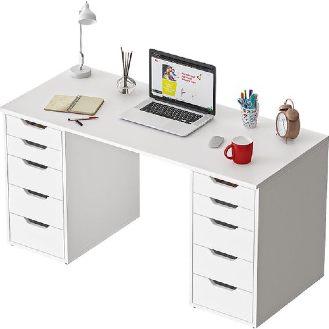 Dekorex CLM113-BEYAZ 10 Çekmeceli Çalışma Masası