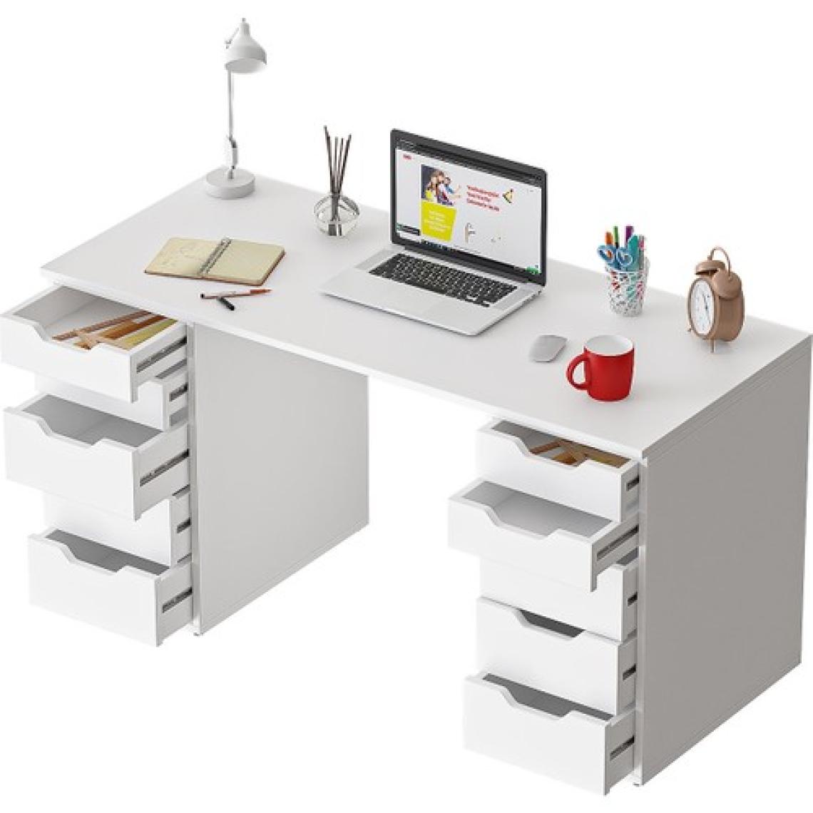 Dekorex CLM113-BEYAZ 10 Çekmeceli Çalışma Masası