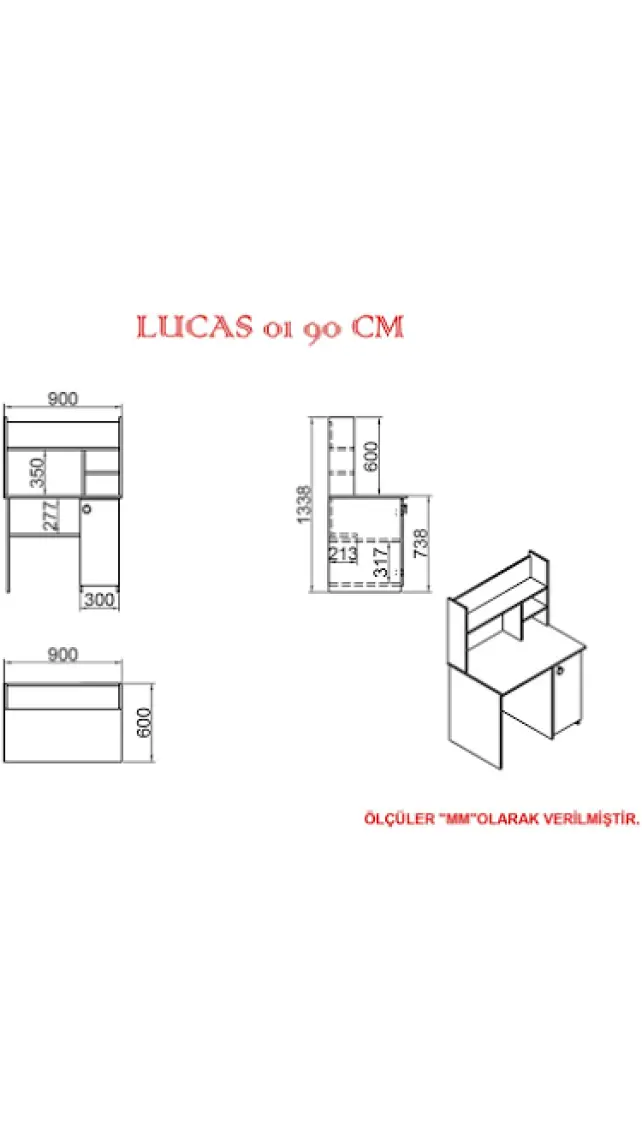 Kalender Dekor Lucas 90 cm Çalışma Masası