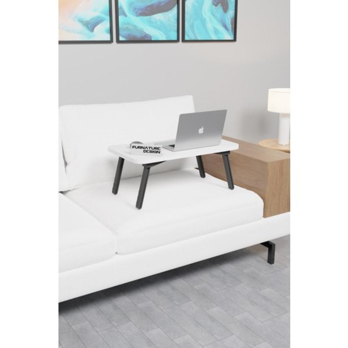 Furnature Design Katlanır Laptop Masası Sehpası Çalışma Yatak Kahvaltı Masası 60X35 cm Beyaz