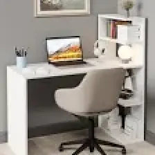 Luga Kitaplıklı Raflı Çalışma Masası Beyaz