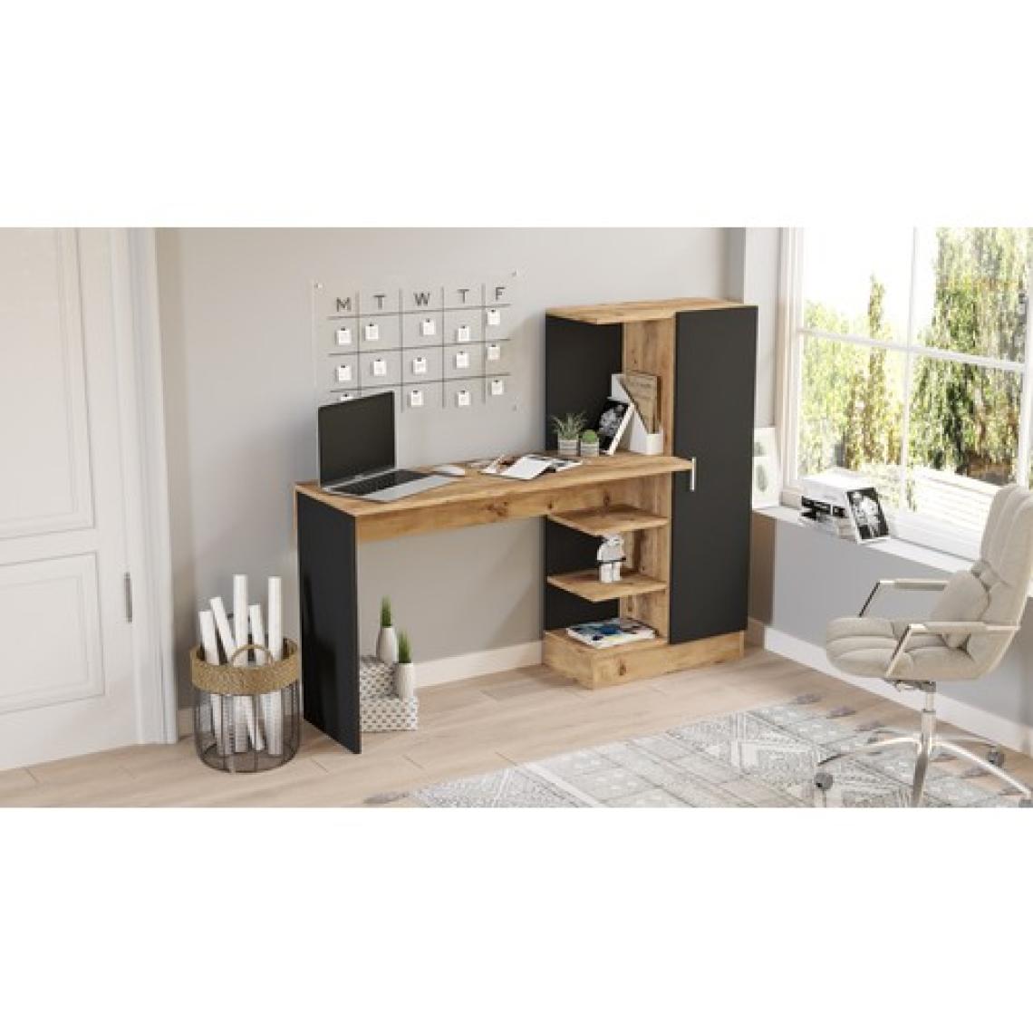 Robin Home Çocuk Genç Kitaplıklı Çalışma Masası Çam Siyah