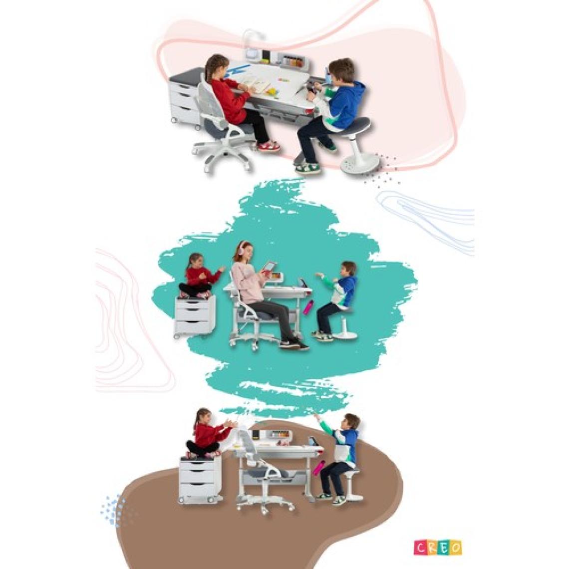 Creo Mobili Ergonomik Ders Çalışma Masası Eğim Verilebilir ve Çekmeceli - 120x75 Cm, Beyaz/Fuşya - Sirius Basic