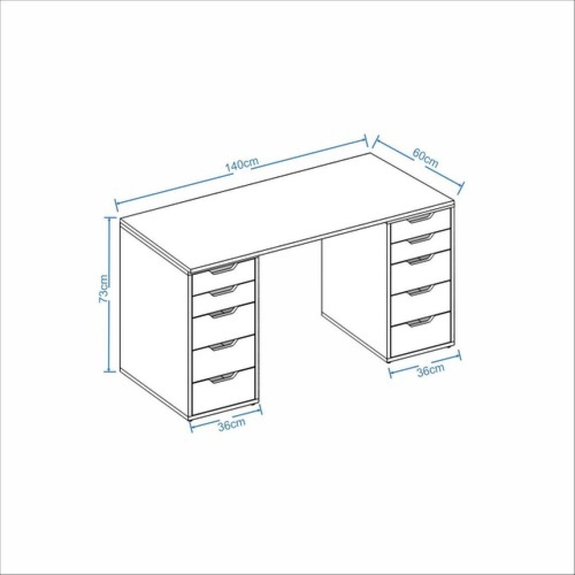 Dekorex CLM113-BEYAZ 10 Çekmeceli Çalışma Masası
