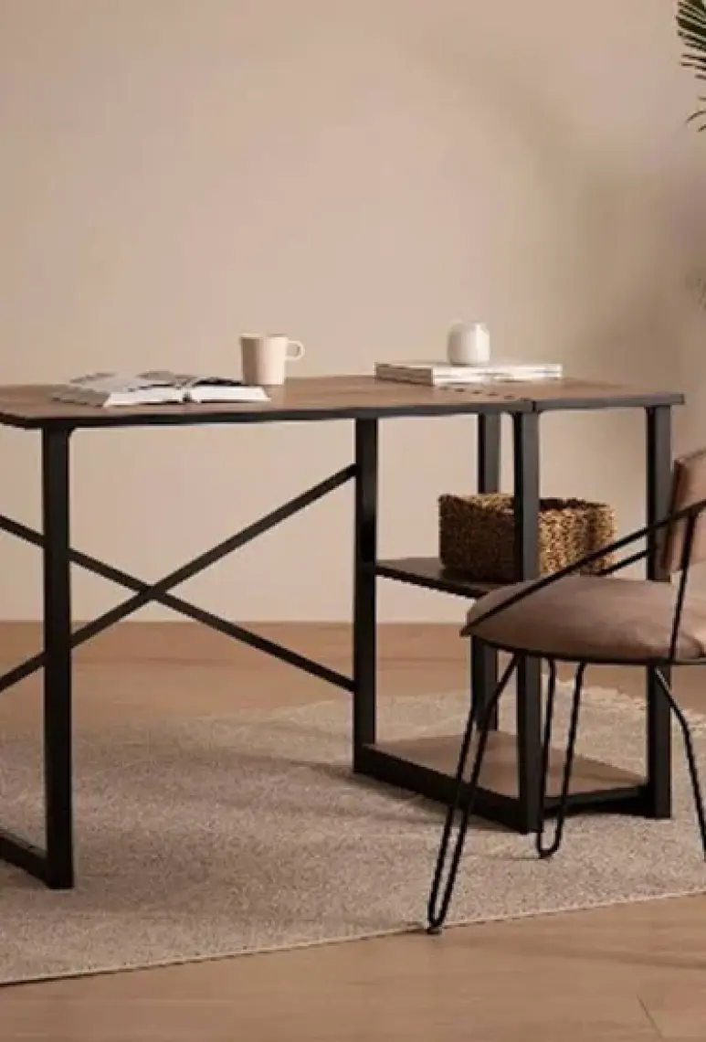 Ceramical Raflı Çalışma Masası - Sacramento Meşe - 120 cm