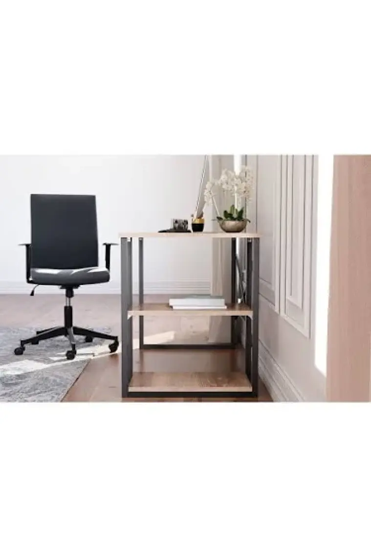Ceramical Raflı Çalışma Masası - Sacramento Meşe - 120 cm