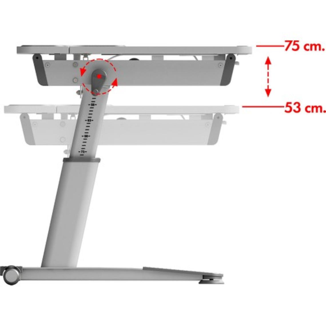 Creo Mobili Fonksiyonel Genç Odası Masası Çekmeceli, Yükseklik Ayarlı - 120x75 Cm, Beyaz/Gri - Sirius Standart