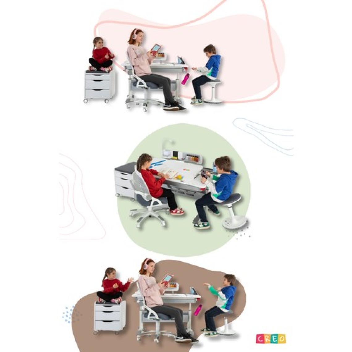 Creo Mobili Fonksiyonel Genç Odası Masası Çekmeceli, Yükseklik Ayarlı - 120x75 Cm, Beyaz/Gri - Sirius Standart