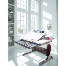 Creo Mobili Fonksiyonel Genç Odası Masası Çekmeceli, Yükseklik Ayarlı - 120x75 Cm, Beyaz/Gri - Sirius Standart