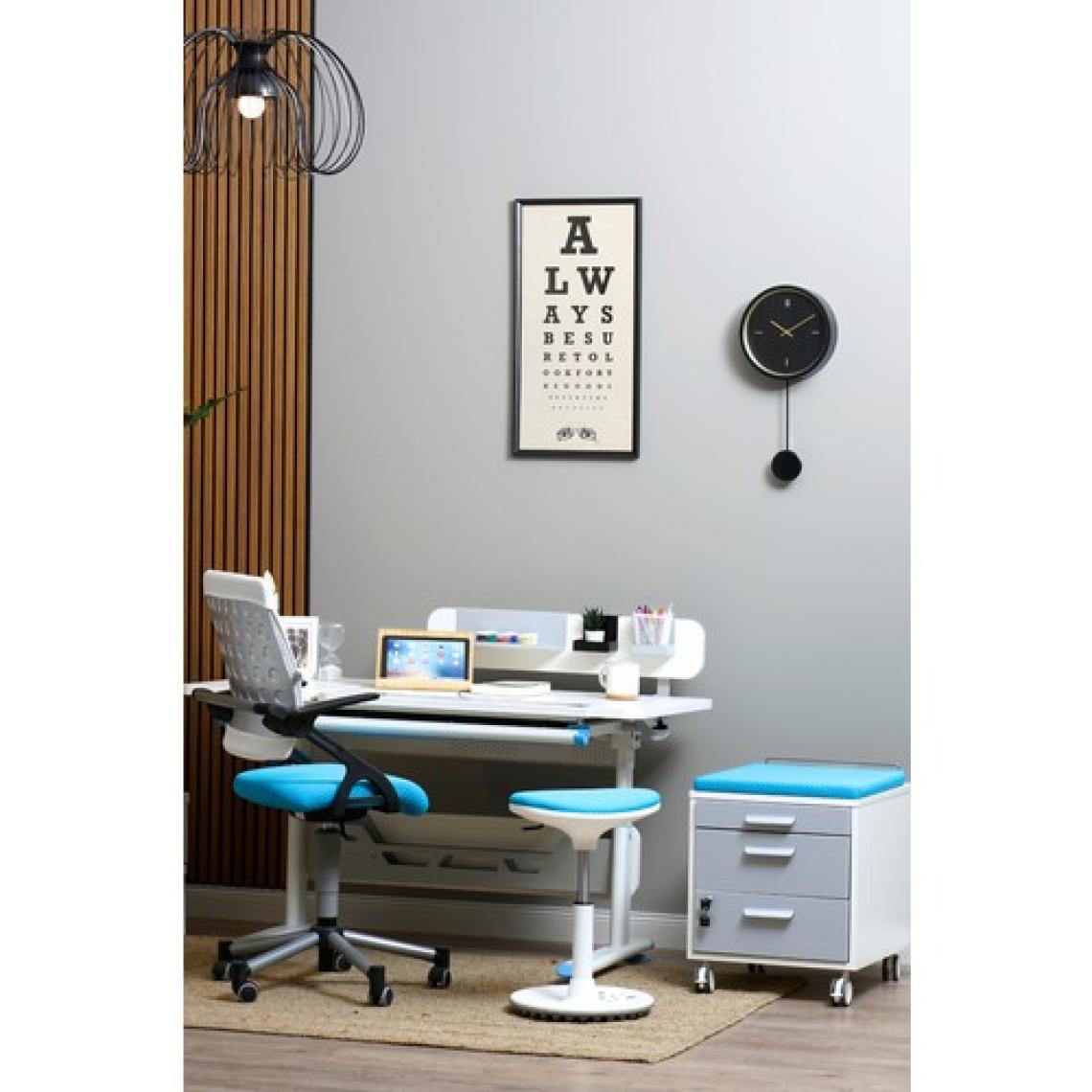 Creo Mobili Ergonomik Öğrenci Masası Çekmeceli ve Yükseklik Ayarlı - 130x70 Cm, Beyaz/Mavi - Vega Basic