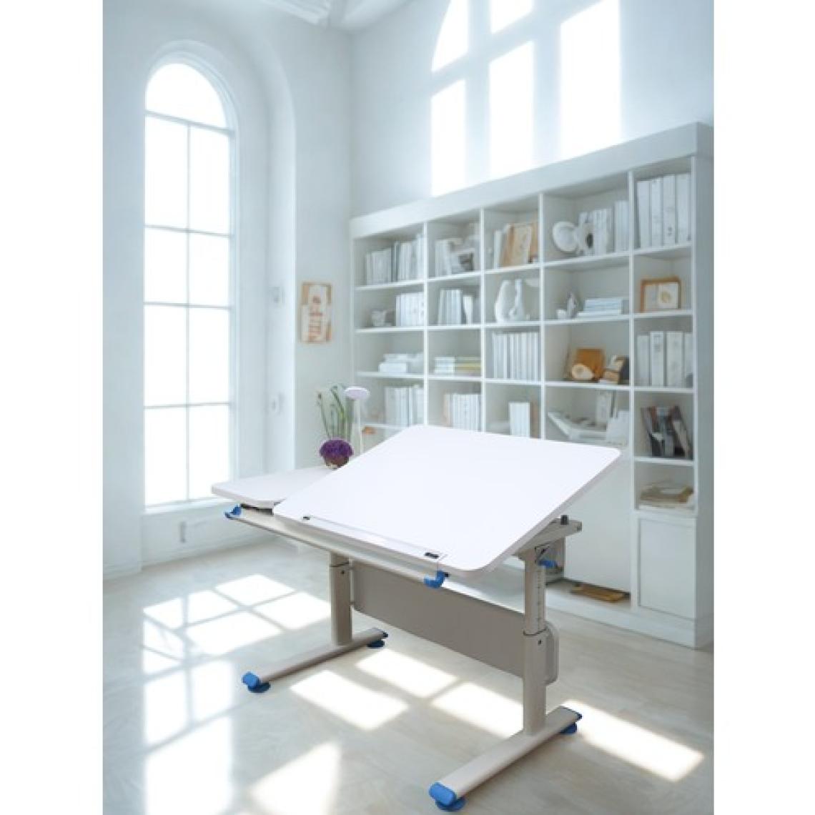 Creo Mobili Ergonomik Öğrenci Masası Çekmeceli ve Yükseklik Ayarlı - 130x70 Cm, Beyaz/Mavi - Vega Basic
