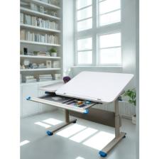 Creo Mobili Ergonomik Öğrenci Masası Çekmeceli ve Yükseklik Ayarlı - 130x70 Cm, Beyaz/Mavi - Vega Basic