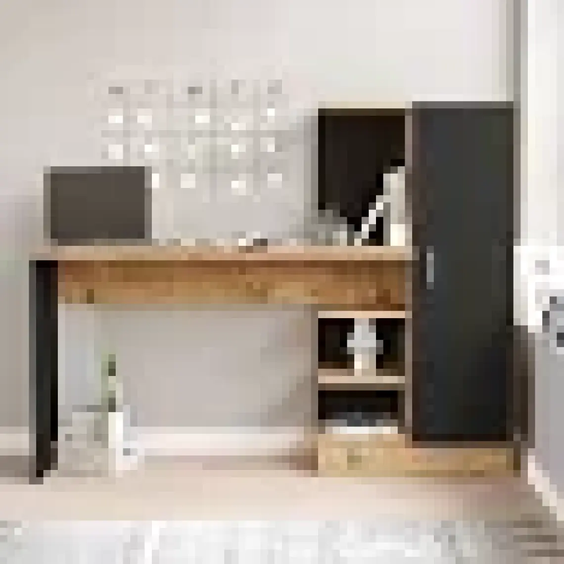 Yurudesign Laura Kitaplıklı Çalışma Masası Atlantik Çam Siyah CT2-AB
