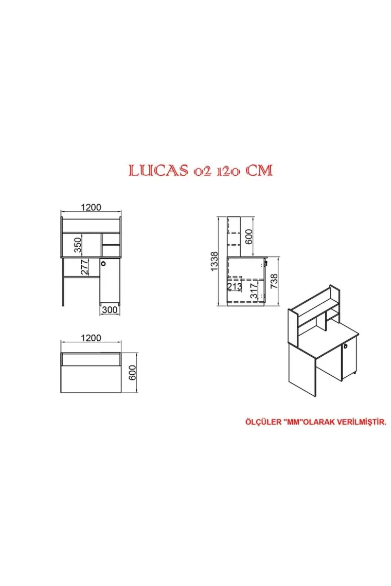 Kalender Dekor Lucas 120 cm Çalışma Masası
