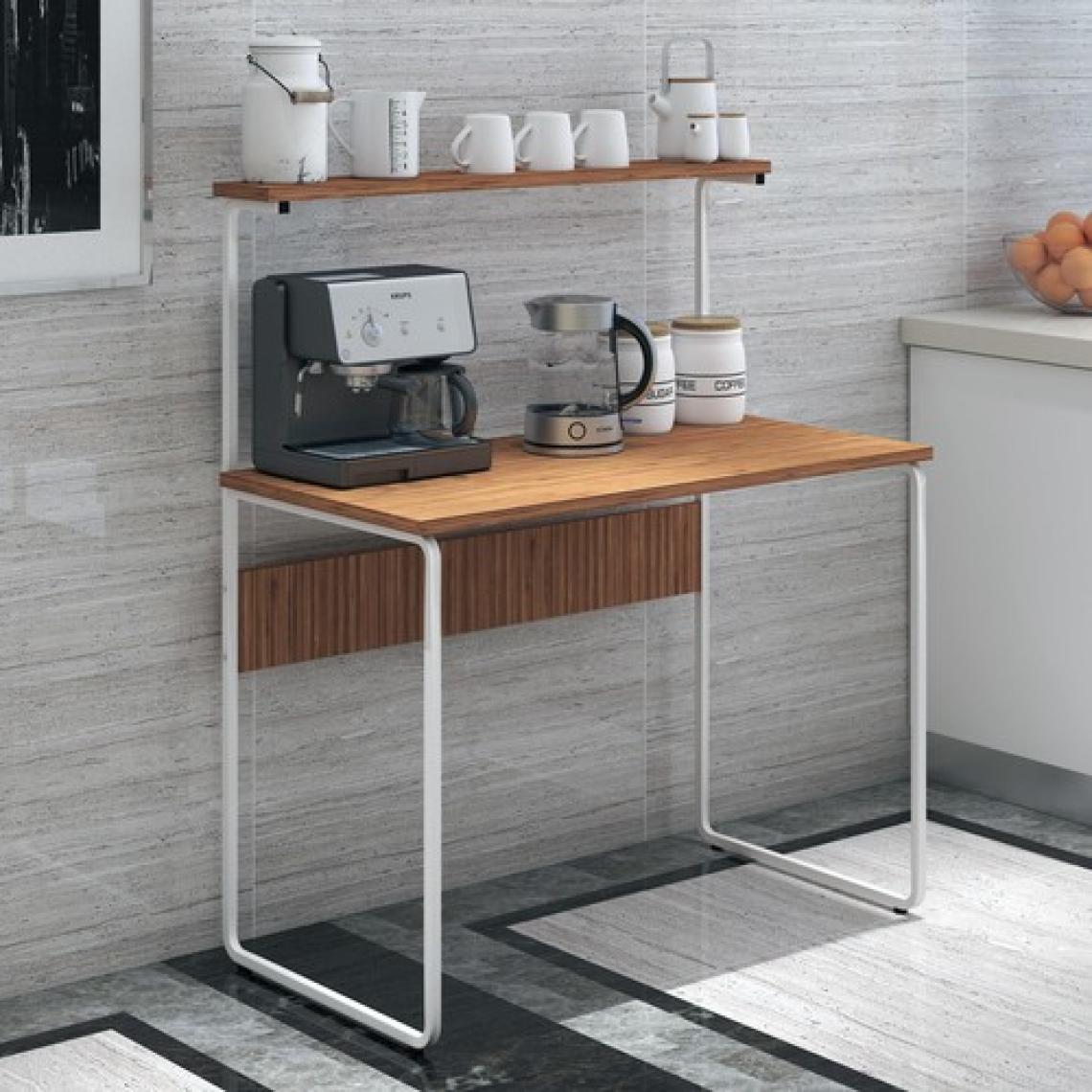 Dehalimited G Masa 100X50 Metal Iskeletli Parlak Bambu Yüzey Ders Çalışma ve Bilgisayar Masası