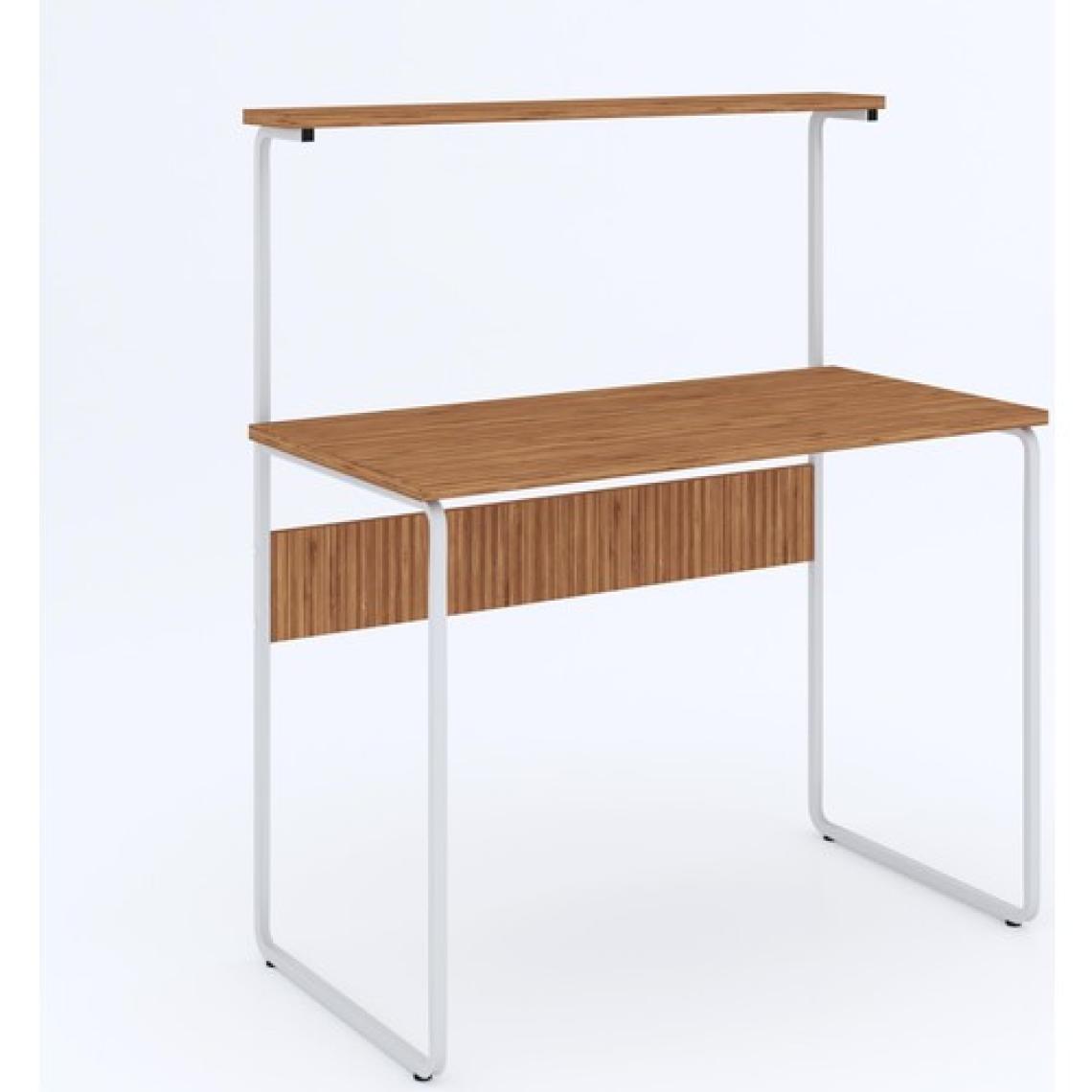 Dehalimited G Masa 100X50 Metal Iskeletli Parlak Bambu Yüzey Ders Çalışma ve Bilgisayar Masası