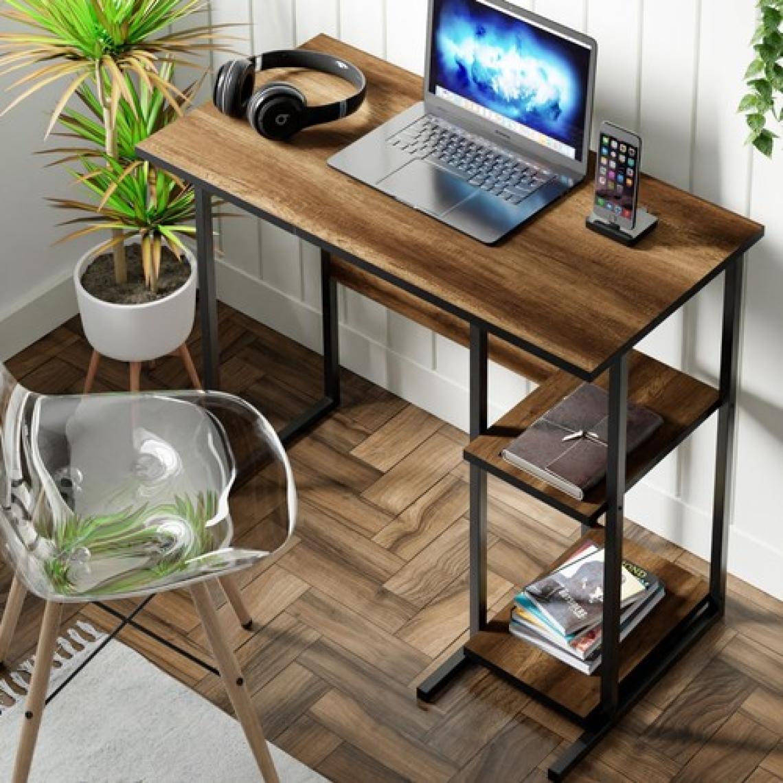 Ceramical Msr2 Raflı Çalışma Masası, Bilgisayar Masası, Ofis Masası - Ceviz