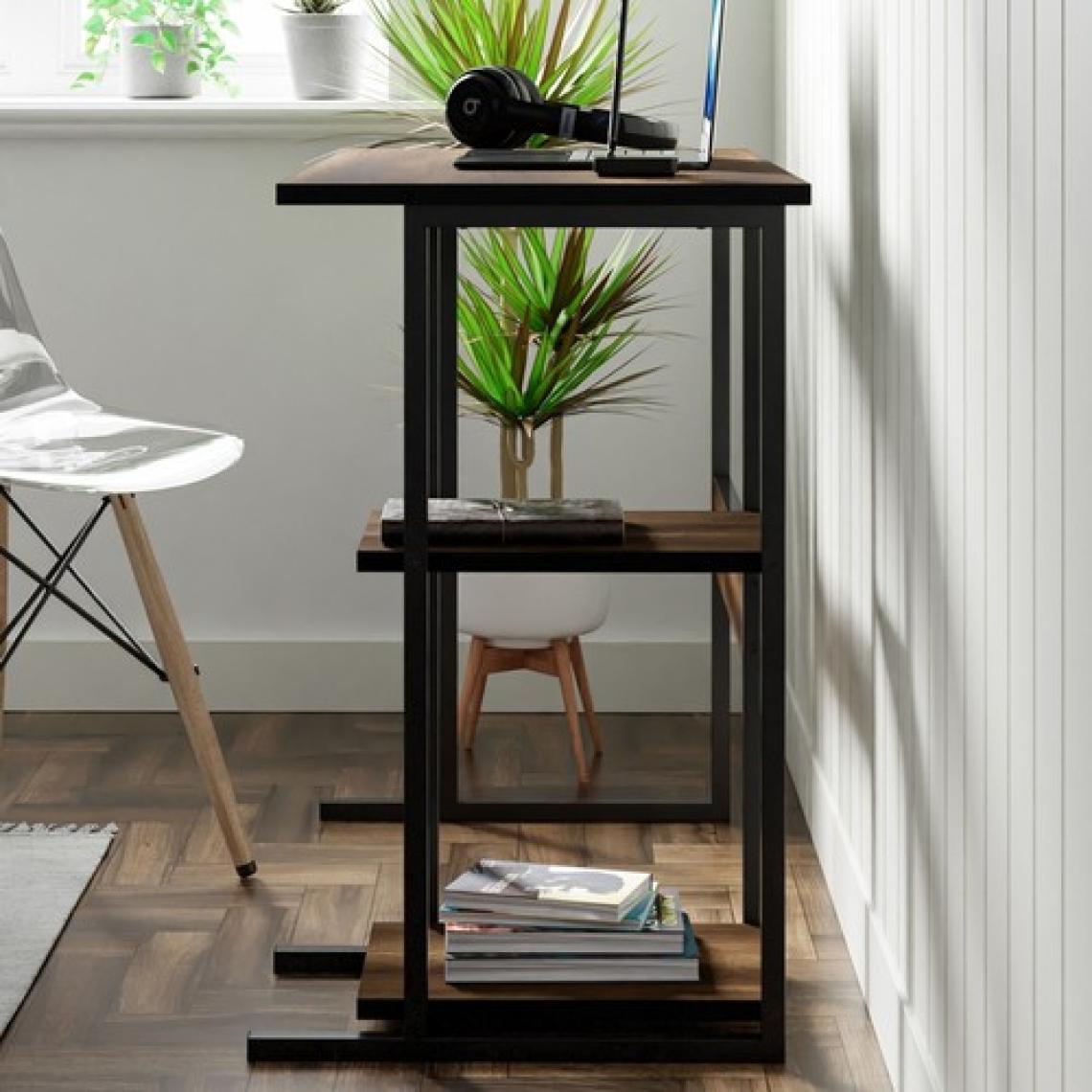 Ceramical Msr2 Raflı Çalışma Masası, Bilgisayar Masası, Ofis Masası - Ceviz