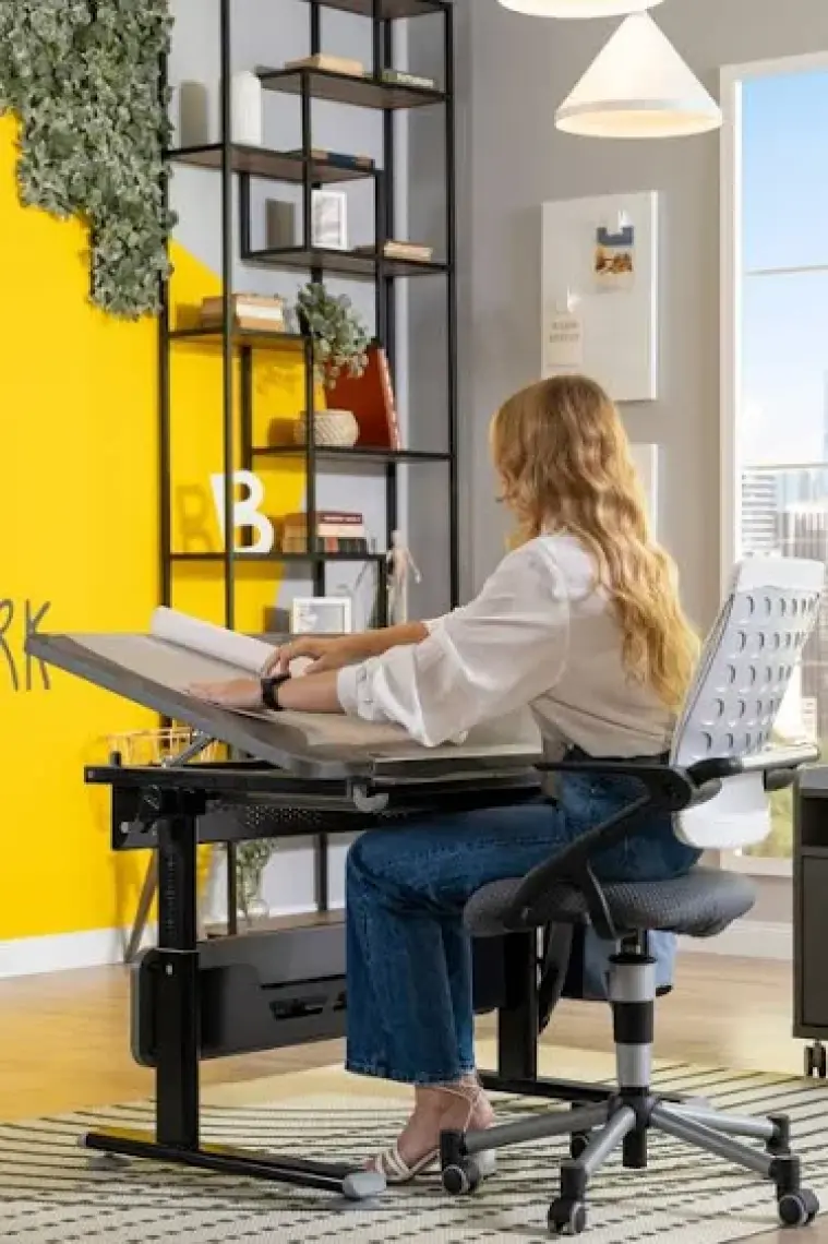 Creo Mobili Ev Ofis Kullanımı İçin Çekmeceli Çalışma Masası - Antrasit/Gri - 130x70 Cm, Vega Basic