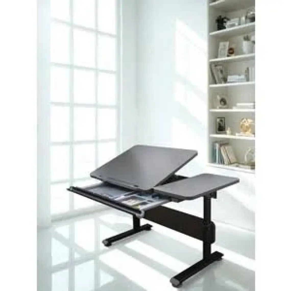 Creo Mobili Ev Ofis Kullanımı İçin Çekmeceli Çalışma Masası - Antrasit/Gri - 130x70 Cm, Vega Basic