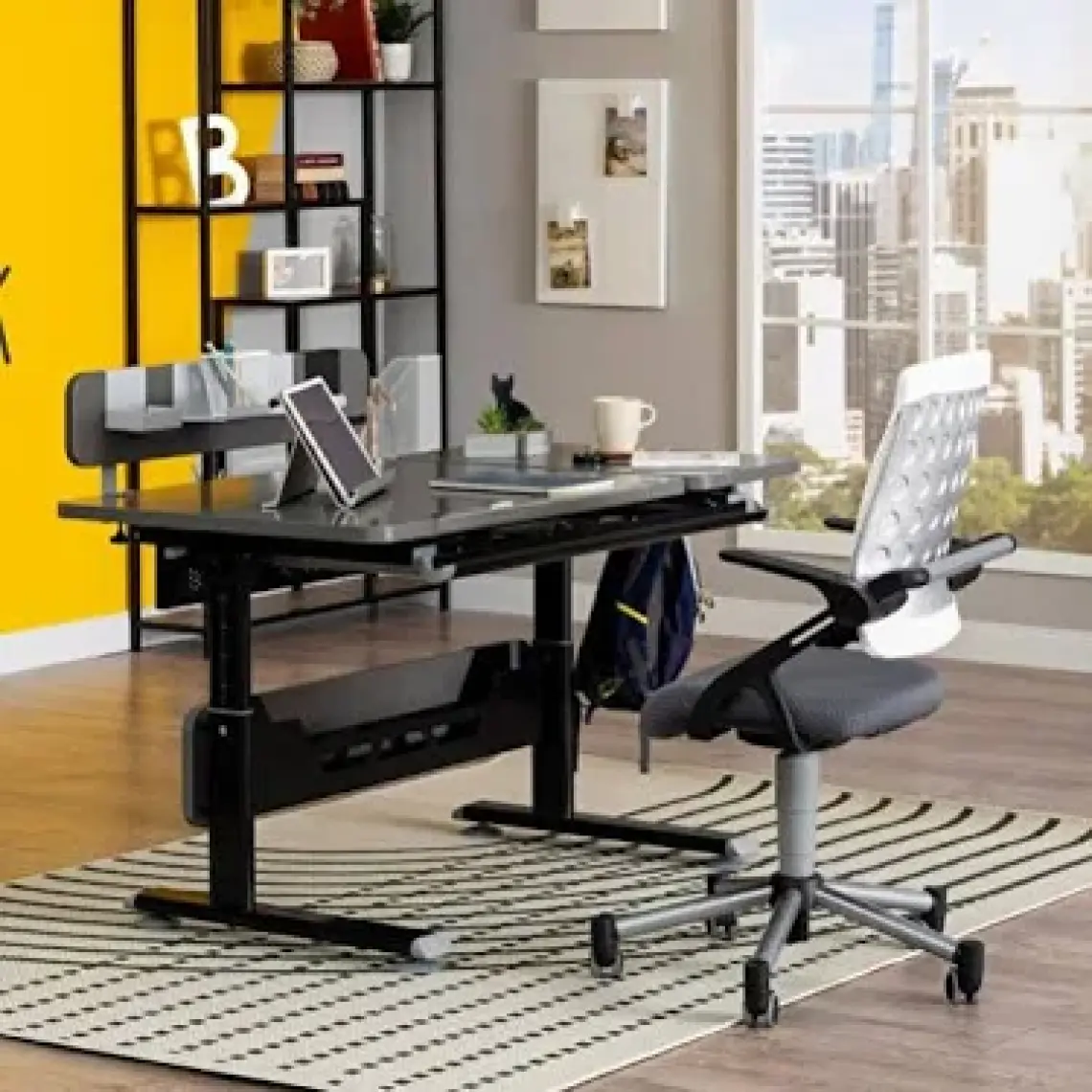 Creo Mobili Ev Ofis Kullanımı İçin Çekmeceli Çalışma Masası - Antrasit/Gri - 130x70 Cm, Vega Basic