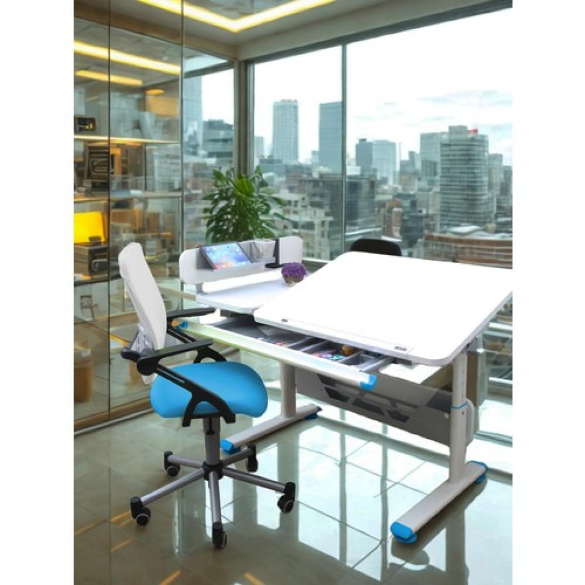 Creo Mobili Montessori Uyumlu Çalışma Masası + Sandalye - Beyaz/Mavi - Vega Advanced
