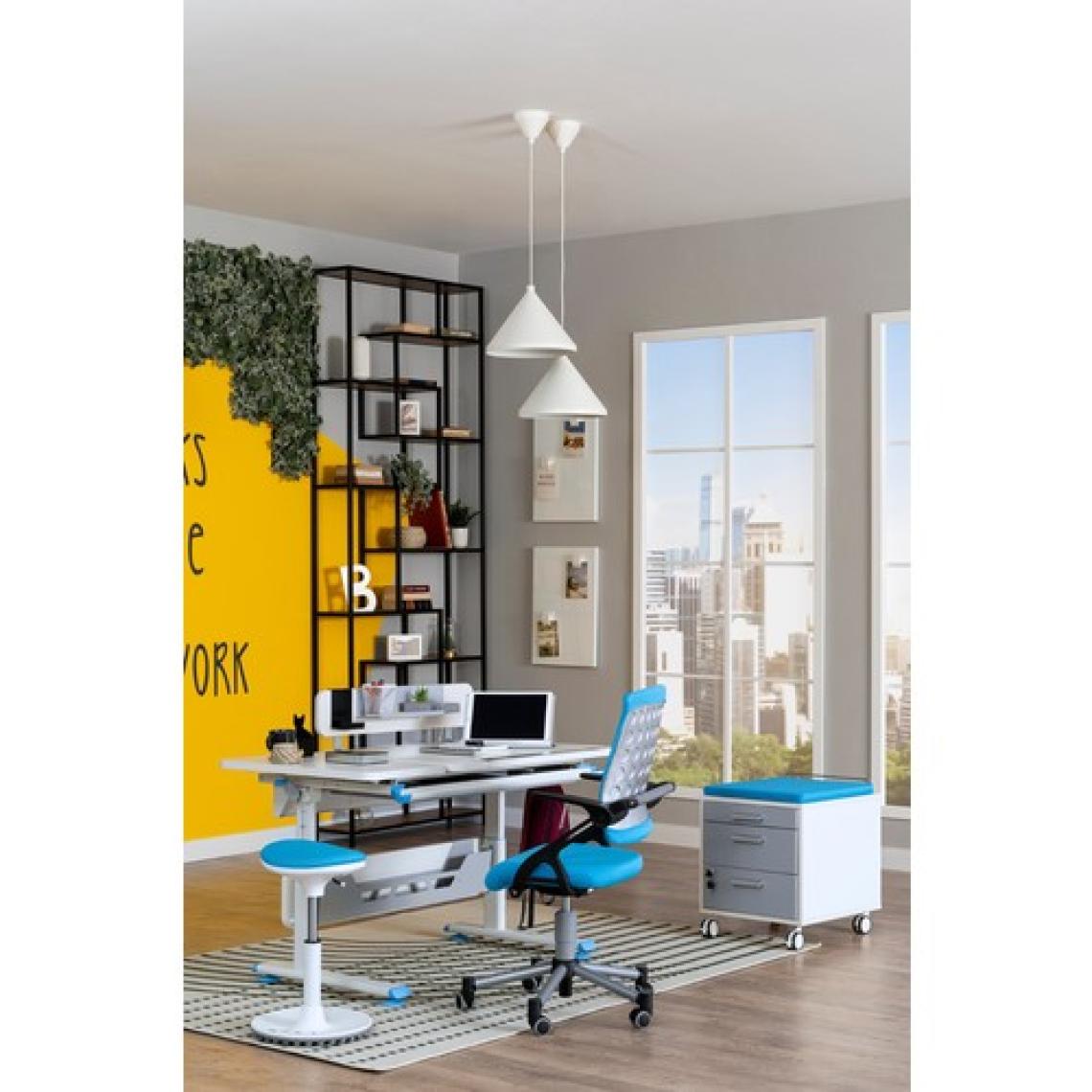 Creo Mobili Montessori Uyumlu Çalışma Masası + Sandalye - Beyaz/Mavi - Vega Advanced
