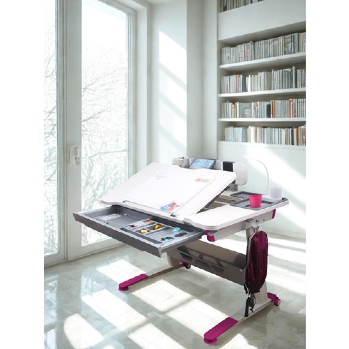 Creo Mobili Ergonomik Öğrenci Masası Çok Fonksiyonlu Çalışma Masası - 120x75 Cm, Beyaz/Fuşya - Sirius Standart