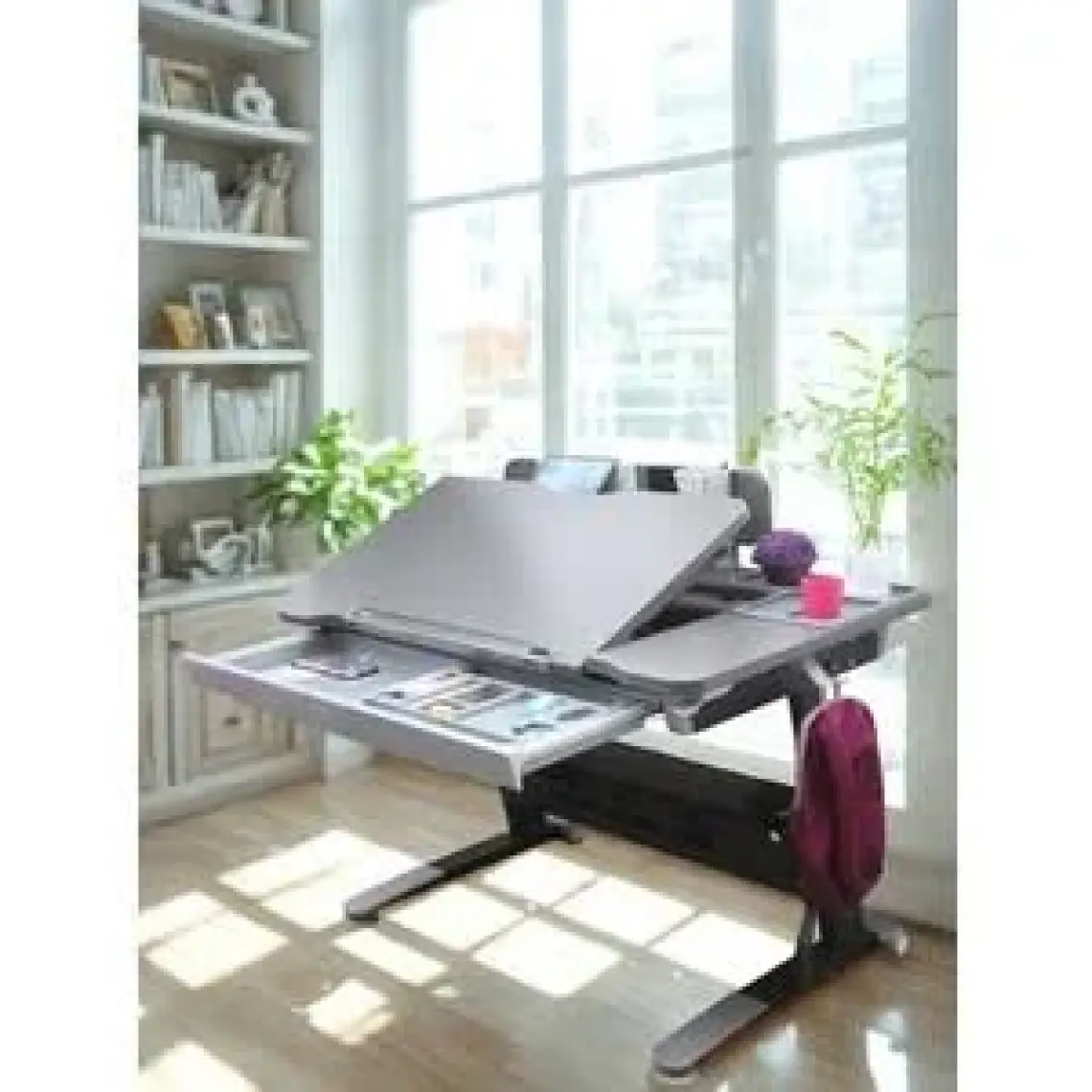 Creo Mobili Dinamik Çalışma Masası Yükseklik Ayarlı ve Eğimli Masa - 120x75 Cm, Antrasit/Gri - Sirius Standart