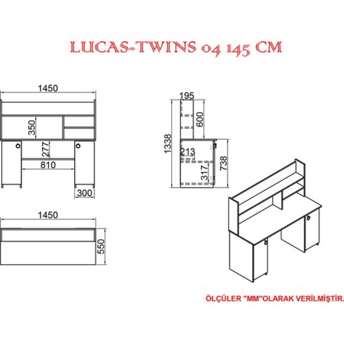 Kalender Dekor Lucas-Twins 145 cm Çalışma Masası