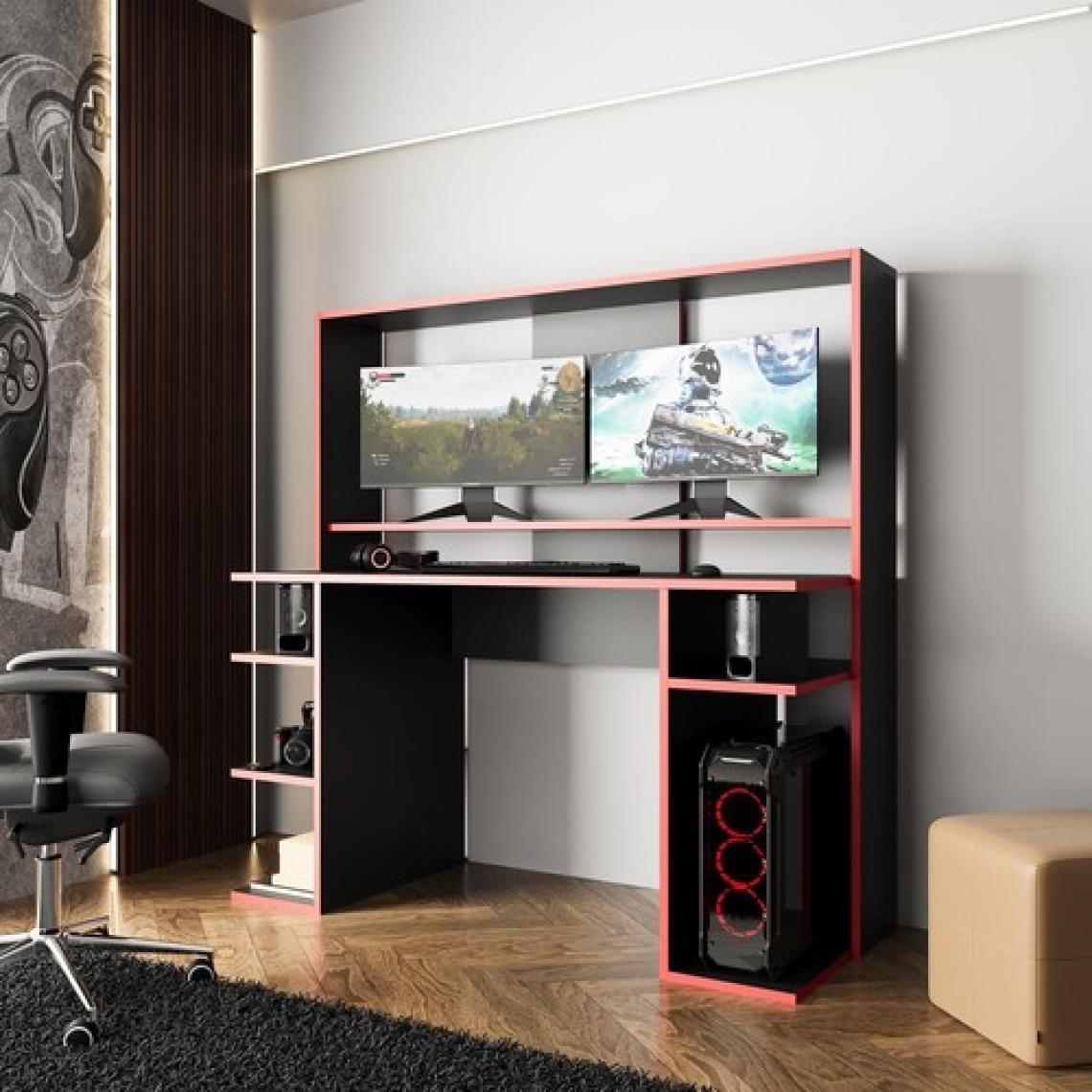 Bimossa Dante S8480 Oyuncu Masası Siyah Kırmızı 140 cm