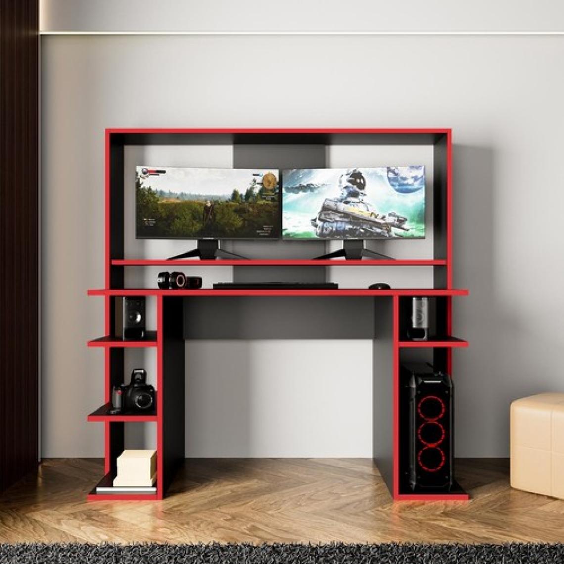 Bimossa Dante S8480 Oyuncu Masası Siyah Kırmızı 140 cm