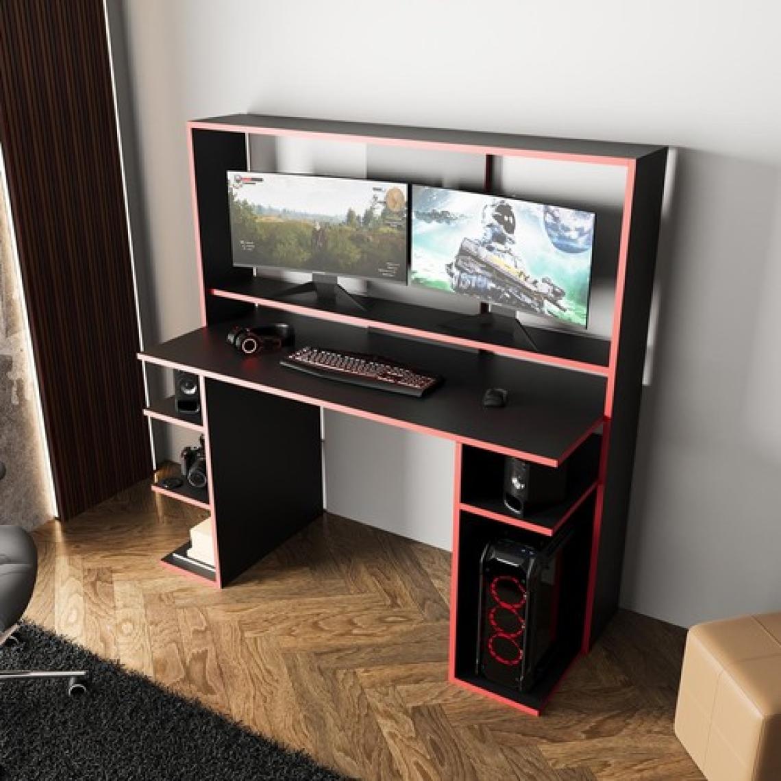 Bimossa Dante S8480 Oyuncu Masası Siyah Kırmızı 140 cm