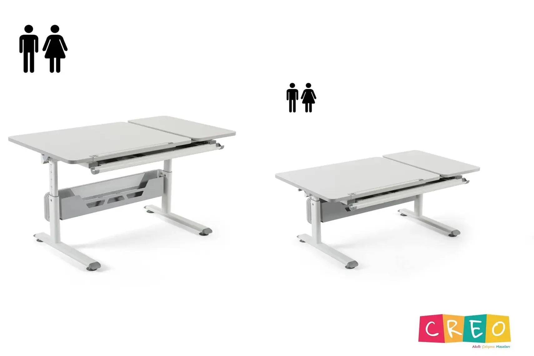 Creo Mobili Erkek Çocuk Çalışma Masası Yükseklik Ayarlı - 130x70 Cm, Beyaz/Mavi - Vega Simple