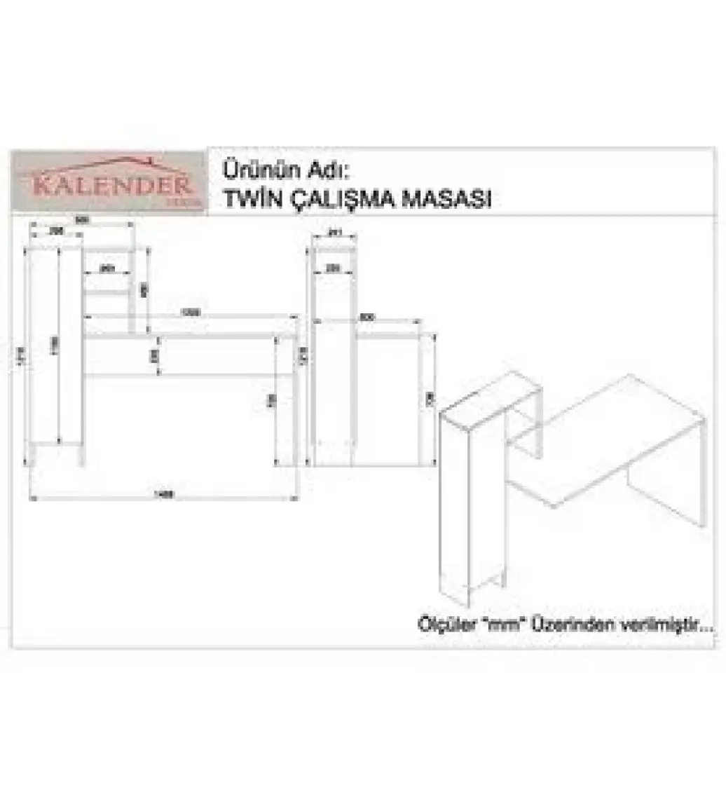 Kalender Dekor New Twin Çalışma Masası