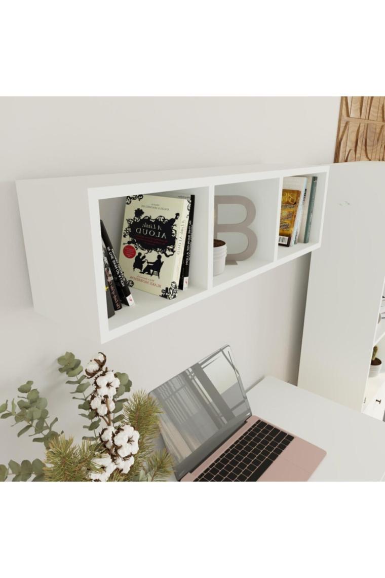 Bimossa U5010 Janus Raflı Kitaplıklı Çalışma Masası Beyaz