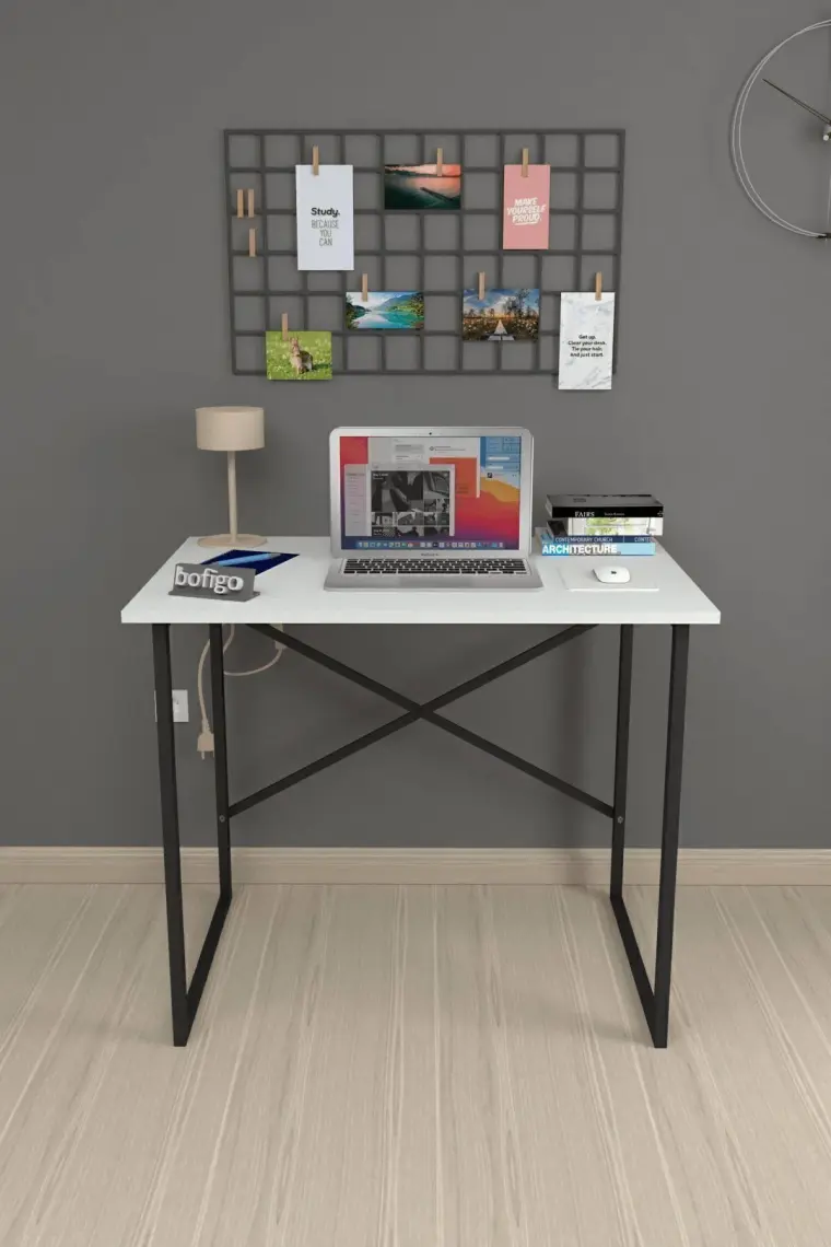 Bofigo 60X90 cm Çalışma Masası Bilgisayar Masası Ofis Ders Yemek Masası Beyaz