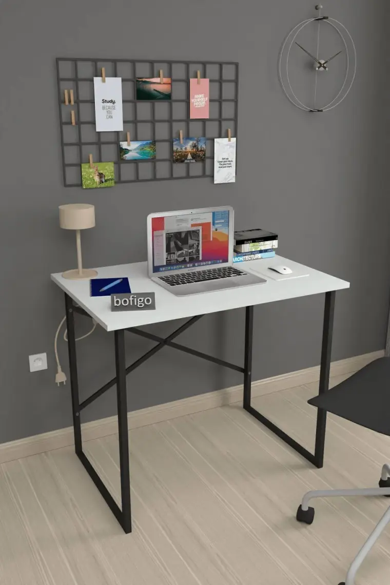 Bofigo 60X90 cm Çalışma Masası Bilgisayar Masası Ofis Ders Yemek Masası Beyaz
