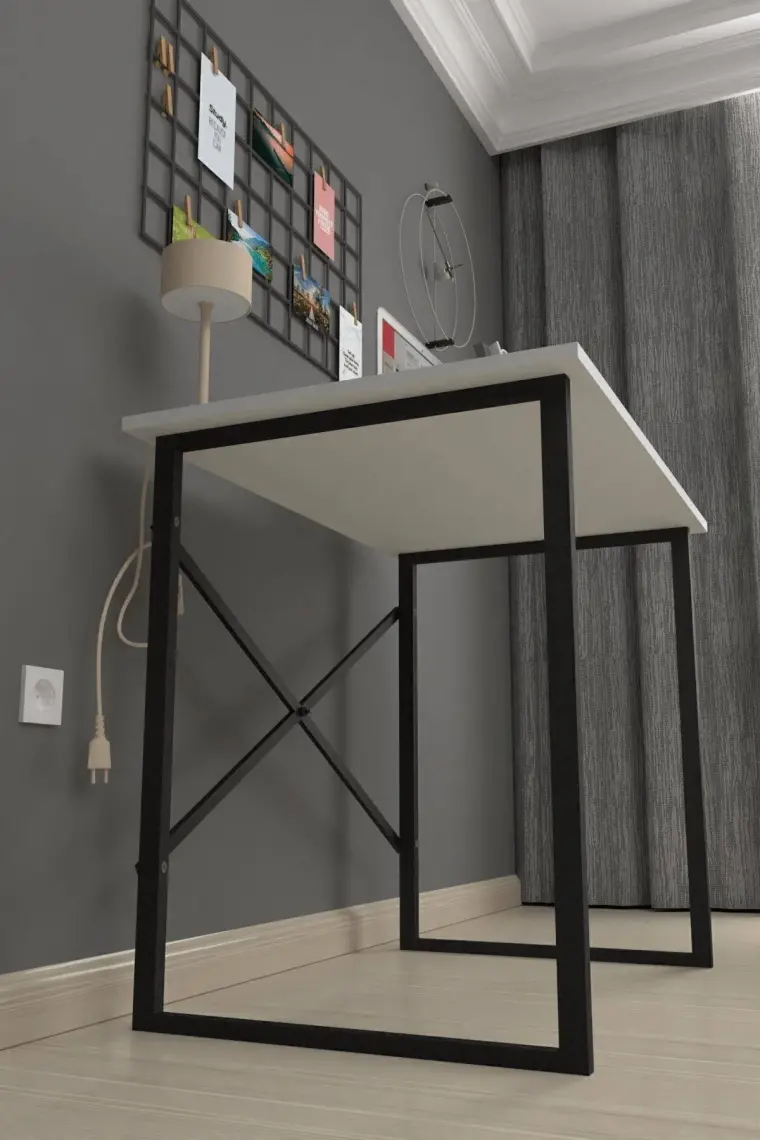 Bofigo 60X90 cm Çalışma Masası Bilgisayar Masası Ofis Ders Yemek Masası Beyaz