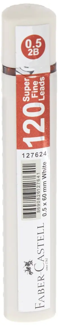 Faber-Castell Beyaz Mekanik Kalem Uçları 0.5 mm 60 mm Tüp Kapaklı 120'li Paket – Dayanıklı ve Pürüzsüz Yazım