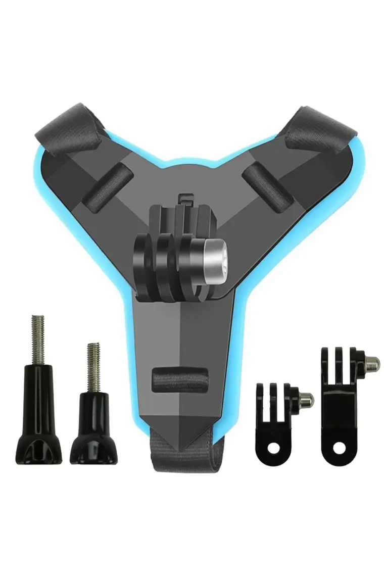 Gplus GP524 5 Parça Gopro Eken Sjcam Xiomi Aksiyon Kamera Tutuculu Jaw Mount Motor Kask Çene Tutma Aparatı 5 Parça Motor Kask Tutucu Set Mavi