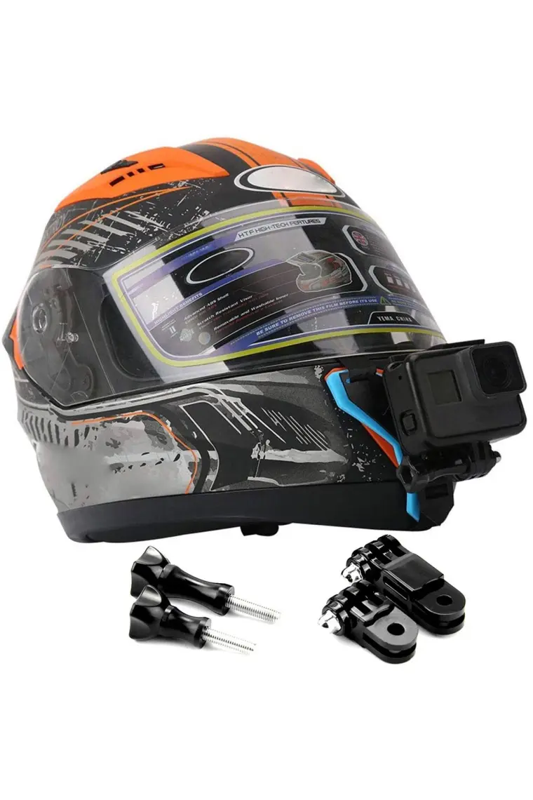 Gplus GP524 5 Parça Gopro Eken Sjcam Xiomi Aksiyon Kamera Tutuculu Jaw Mount Motor Kask Çene Tutma Aparatı 5 Parça Motor Kask Tutucu Set Mavi
