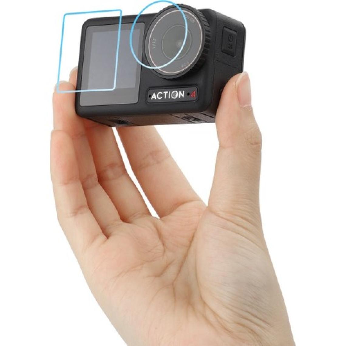 Teknoroket Dji Osmo Action 4 ve 3 Ekran Koruyucu 9h (3 Parça , Ön ve Arka Ekran ve Lens Koruyucu)