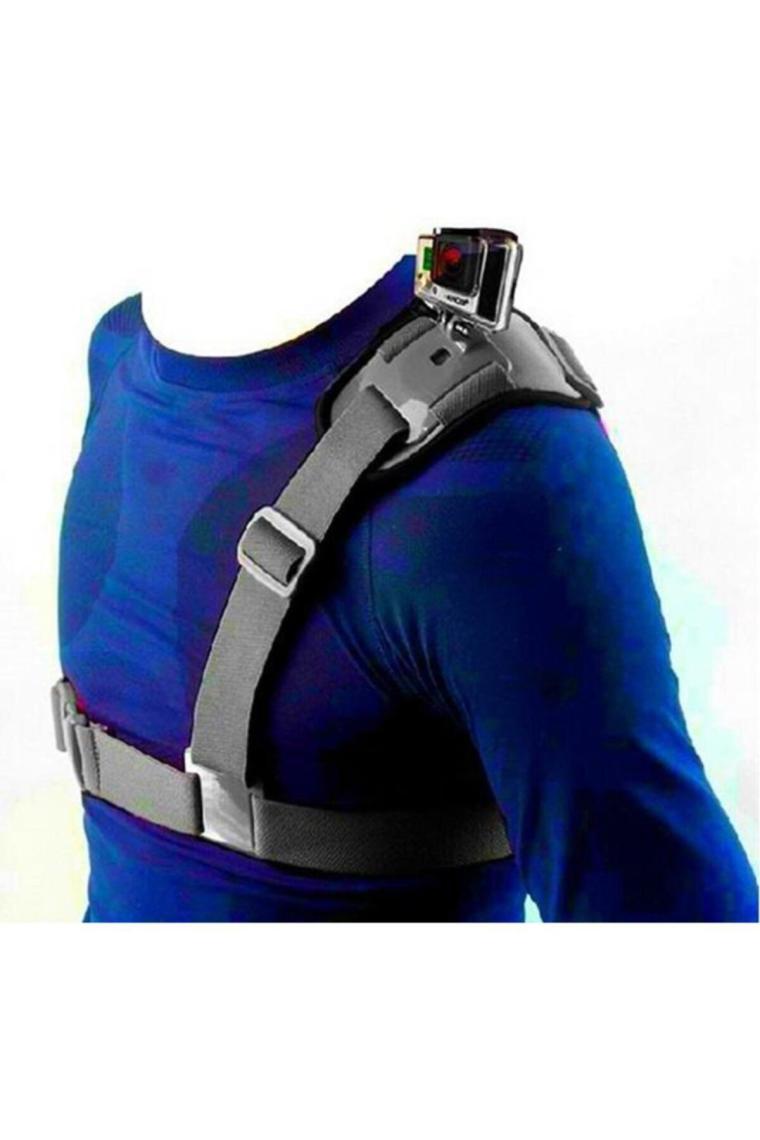 Gplus GP199 Gopro Hero 10 Eken H9R Sjcam SJ4000 M10 Xiaomi Yi Aksiyon Kamera Uyumlu Kalın Omuz Bağlantı Kemeri Chest Belt Shoulder Strap
