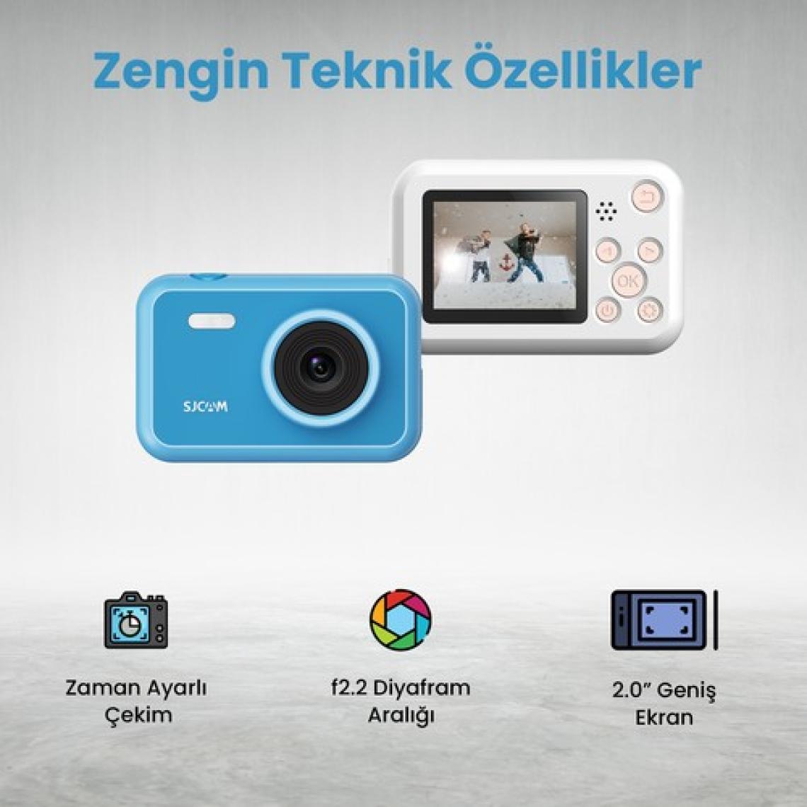 SJCAM FunCam Çocuk Kamerası FullHD 1080p 12MP 2.0” Ekran 650mAh Fotoğraf Makinesi Ayı Desenli Kırmızı