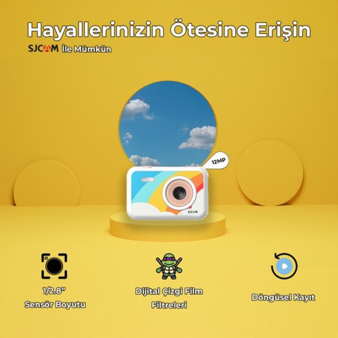 SJCAM FunCam Çocuk Kamerası FullHD 1080p 12MP 2.0” Ekran 650mAh Fotoğraf Makinesi Ayı Desenli Kırmızı
