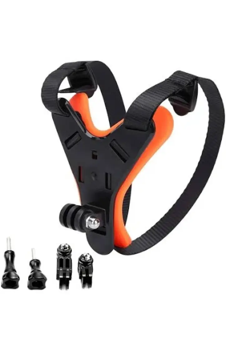 Gplus GP524 5 Parça Gopro Eken Sjcam Xiomi Aksiyon Kamera Tutuculu Jaw Mount Motor Kask Çene Tutma Aparatı 5 Parça Motor Kask Tutucu Set Turuncu