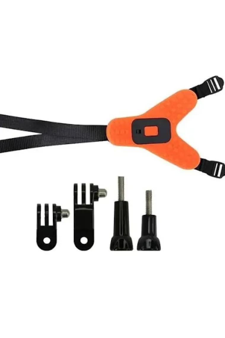 Gplus GP524 5 Parça Gopro Eken Sjcam Xiomi Aksiyon Kamera Tutuculu Jaw Mount Motor Kask Çene Tutma Aparatı 5 Parça Motor Kask Tutucu Set Turuncu