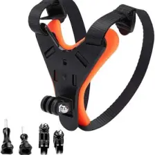 Gplus GP524 5 Parça Gopro Eken Sjcam Xiomi Aksiyon Kamera Tutuculu Jaw Mount Motor Kask Çene Tutma Aparatı 5 Parça Motor Kask Tutucu Set Turuncu