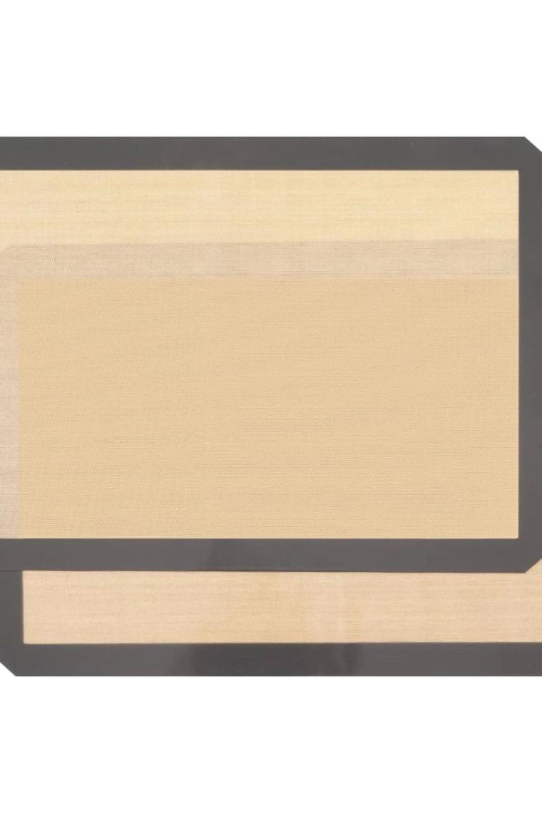 2 Adet Gri Renk Silikon Kenar Ortası Cam Elyaf Yanmaz Yapışmaz Pişirme Ve Hamur Açma Matı 40*30 cm